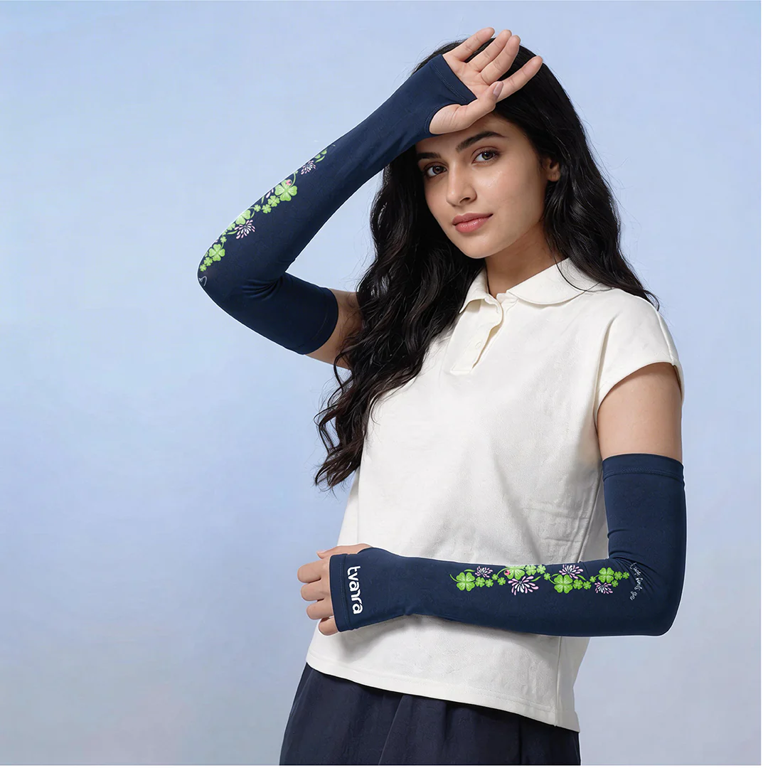 Lucky Charm Arm Sleeves for Women - Navy Blue - Image 4