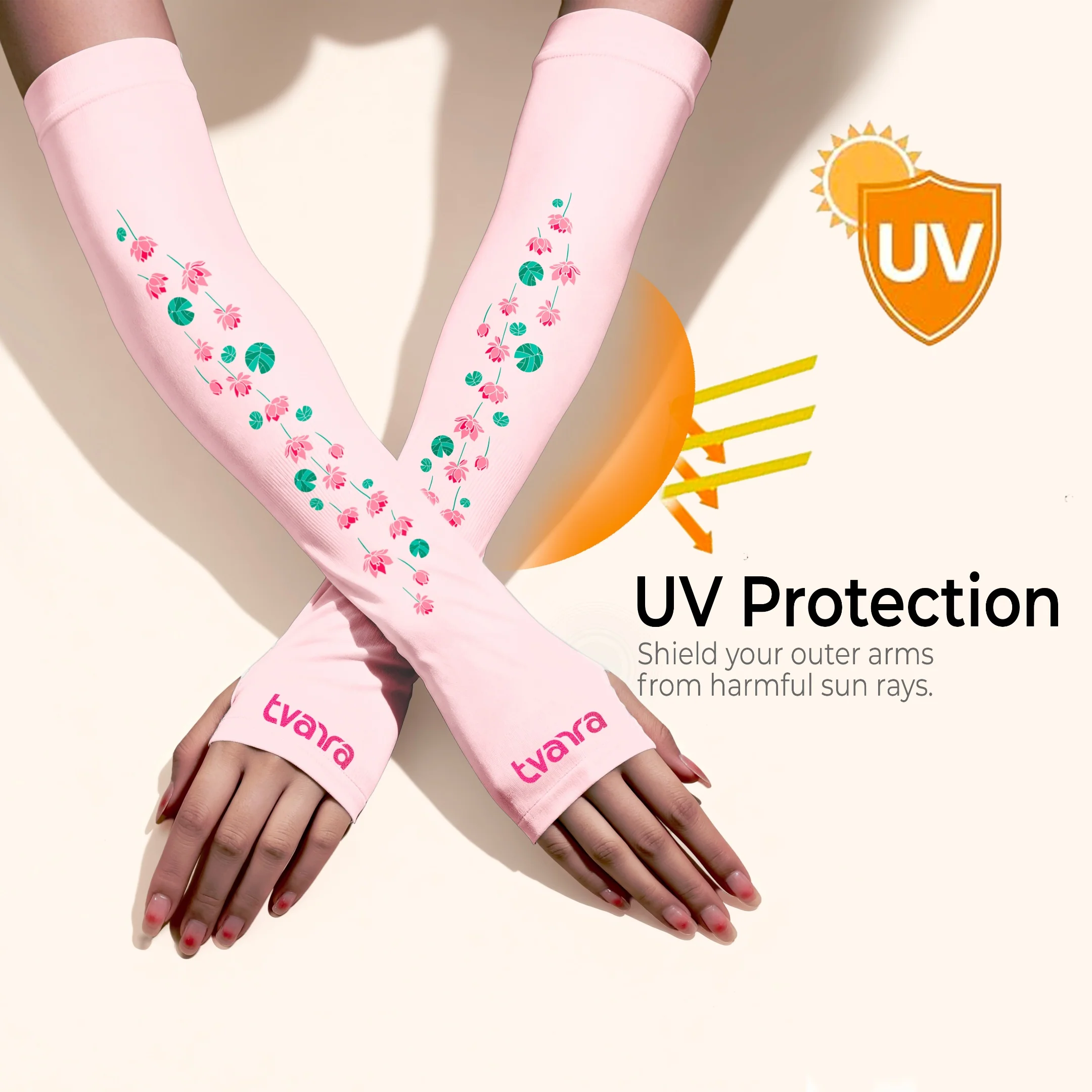 Padmaa Arm Sleeves + Secure Loop Helmet Lock Combo - Baby Pink - Image 6