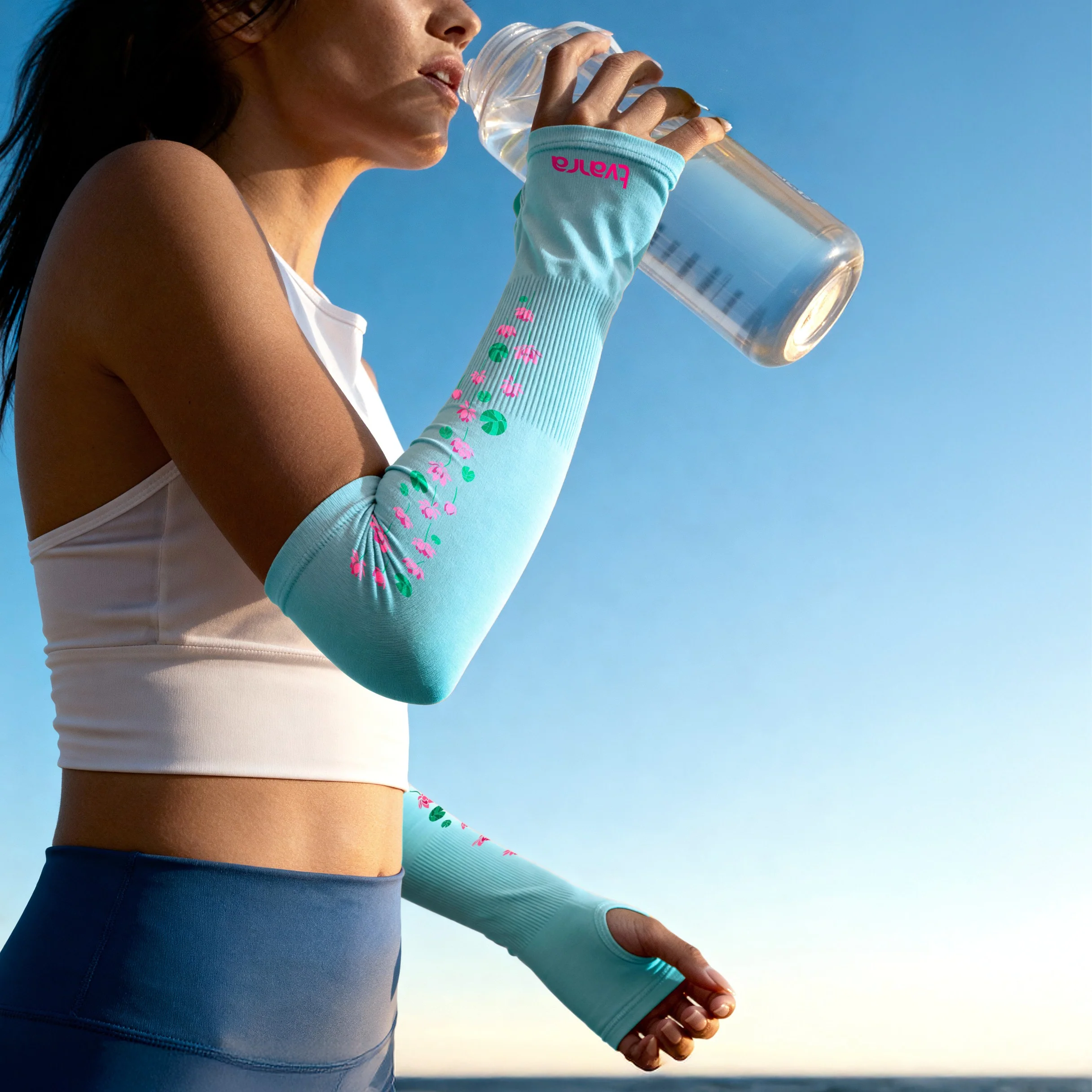 Padmaa Arm Sleeves + Secure Loop Helmet Lock Combo - Mint Green - Image 9