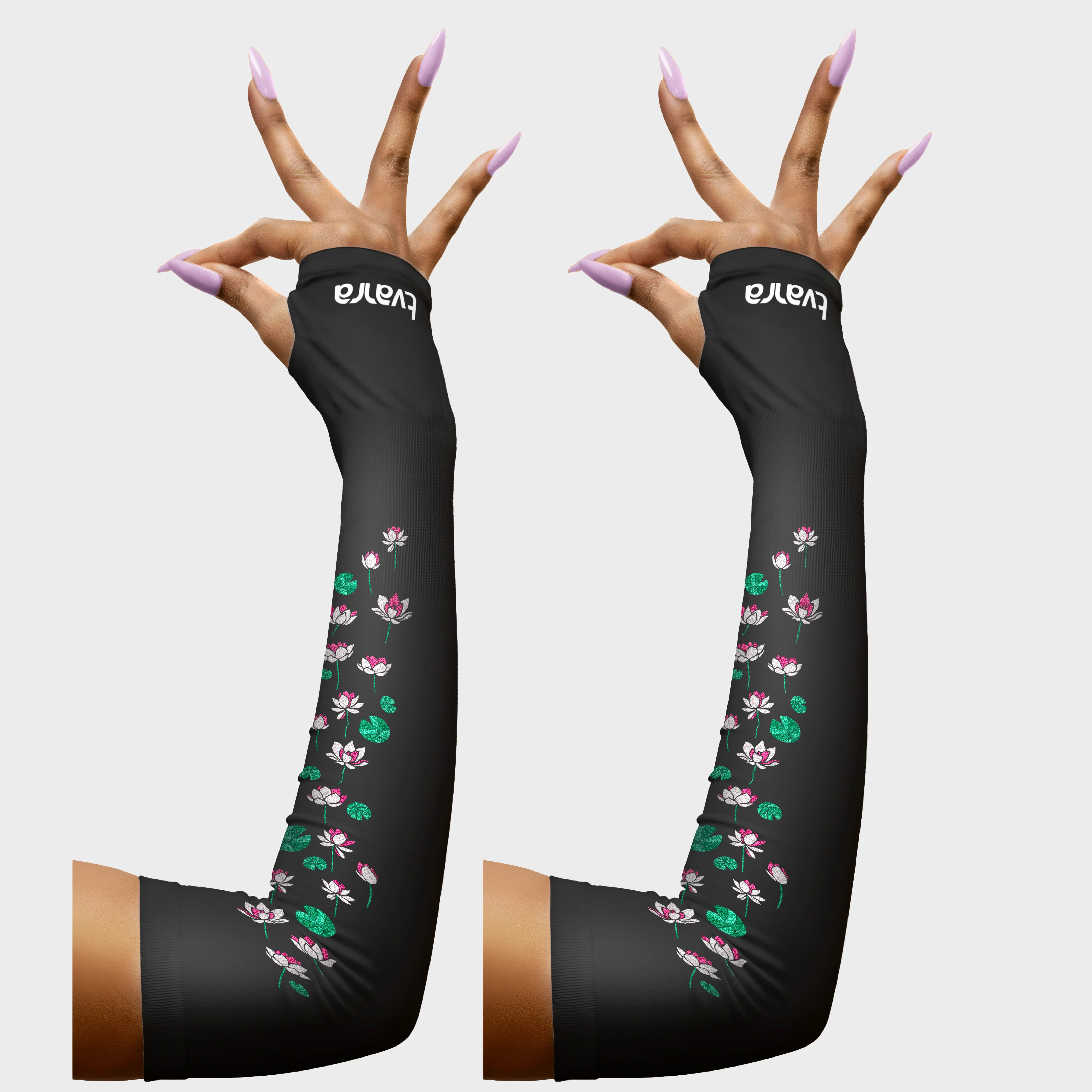 White Lotus Arm Sleeves for Women - Black - Image 6
