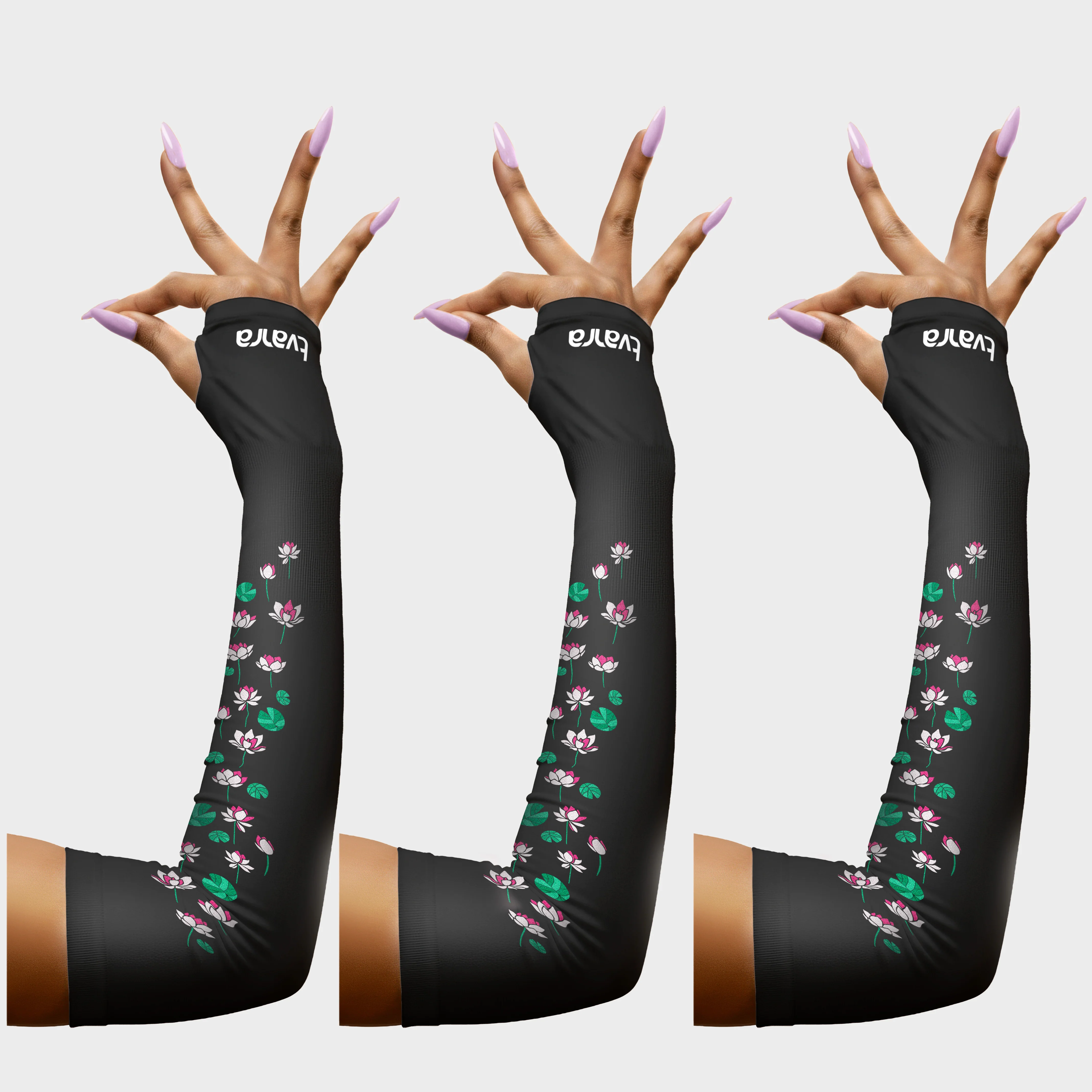 White Lotus Arm Sleeves for Women - Black - Image 7